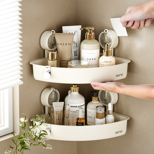 Wall-Mounted Suction Cup Corner Storage Rack