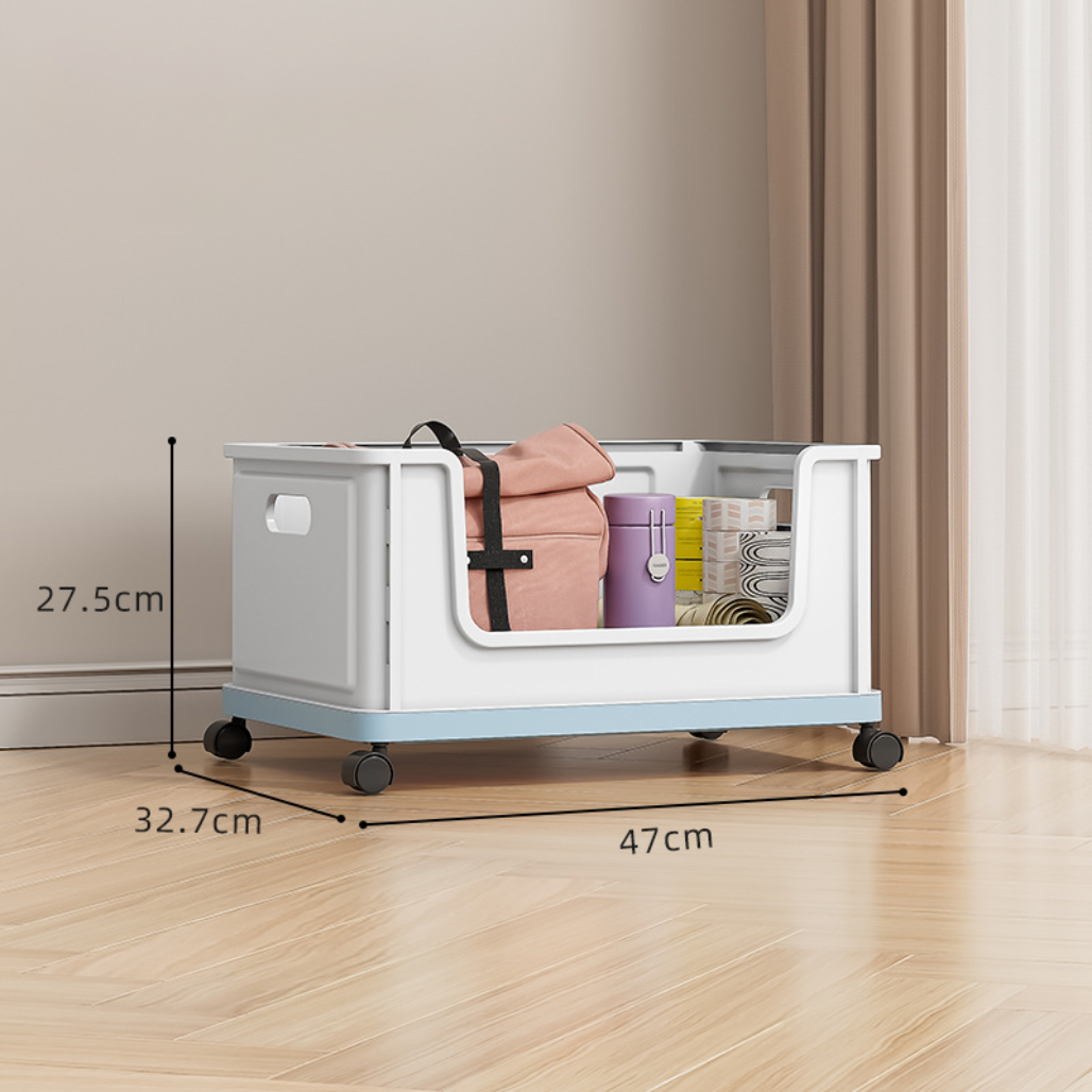 Foldable Movable Storage Organizer Box With Wheels