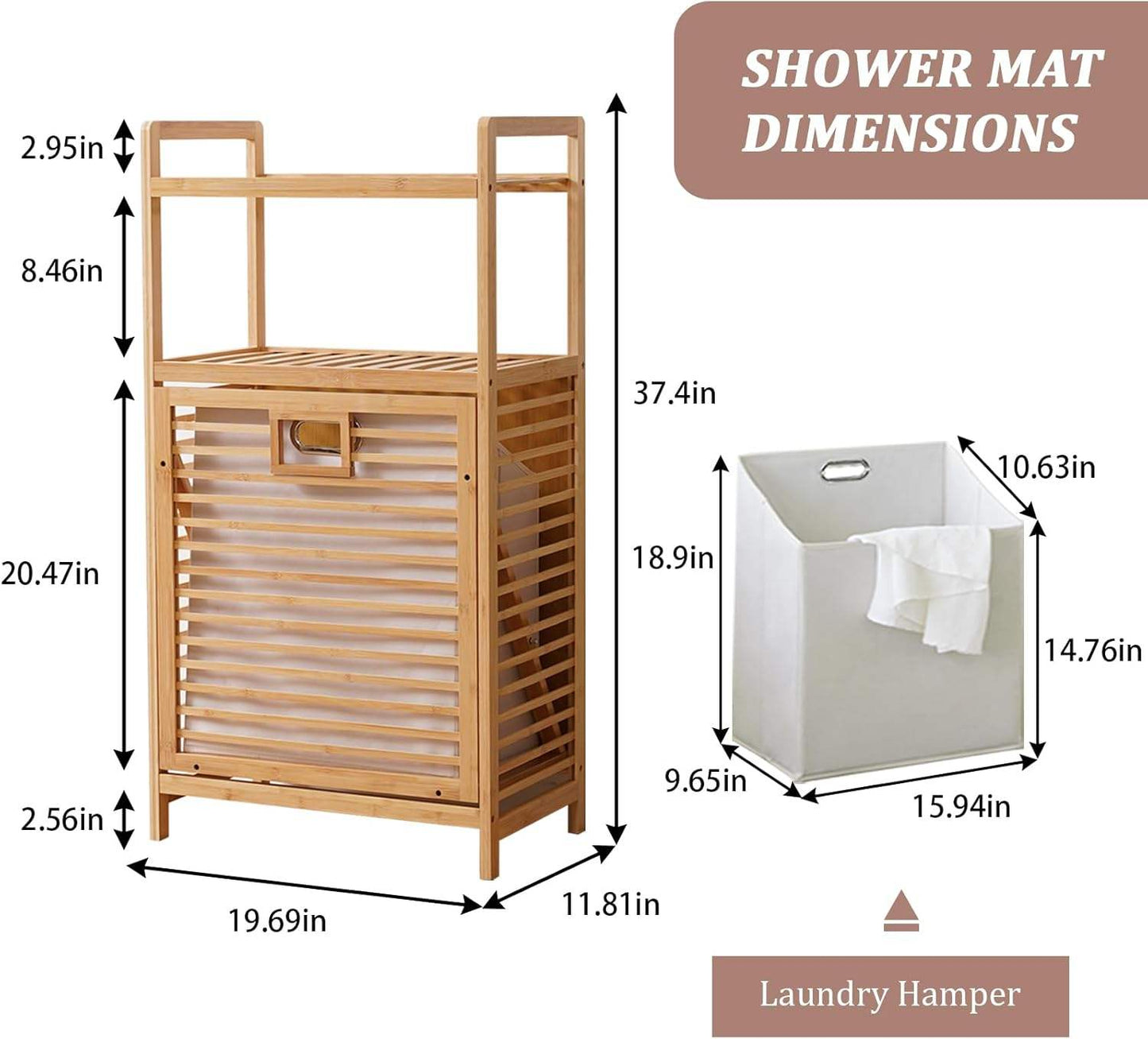 Bamboo Laundry Basket with Open Shelves and Lid