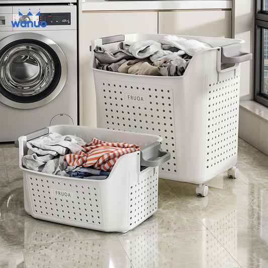 Detachable Plastic Laundry Basket with Wheels