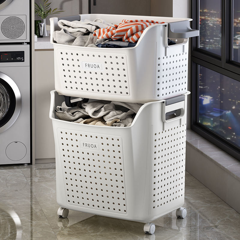 Detachable Plastic Laundry Basket with Wheels