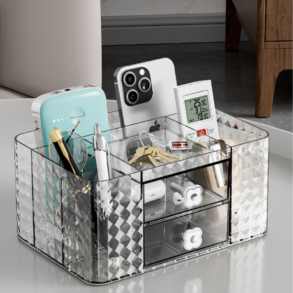 Light Luxury Transparent Desktop Cosmetics Storage Box
