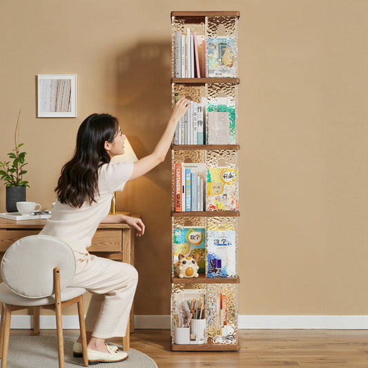 Space-Saving Rotating Book Storage Rack