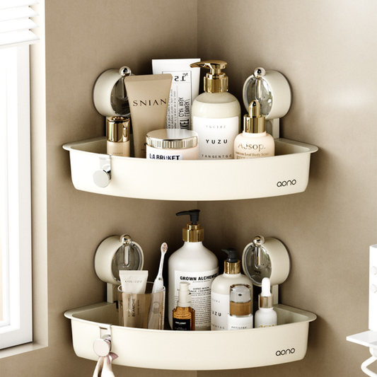Wall-Mounted Suction Cup Corner Storage Rack