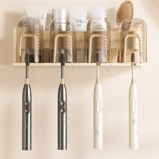 Wall-Mounted Toothbrush  Mouthwash Storage Rack