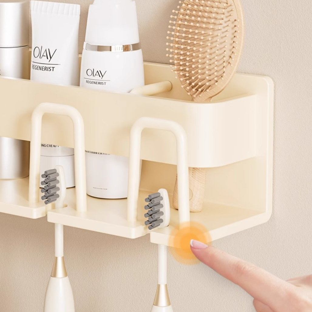 Wall-Mounted Toothbrush  Mouthwash Storage Rack