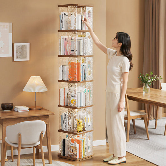 Space-Saving Rotating Book Storage Rack