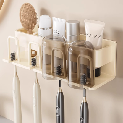 Wall-Mounted Toothbrush  Mouthwash Storage Rack