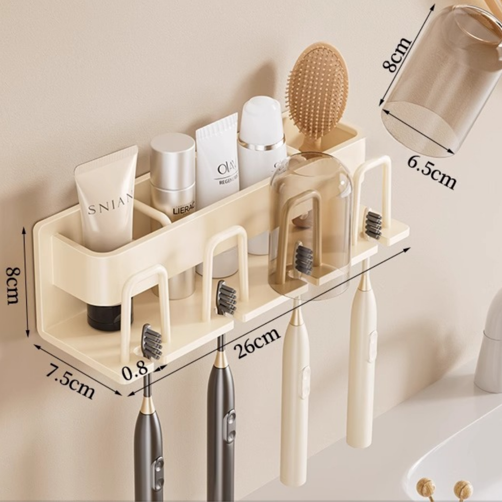 Wall-Mounted Toothbrush  Mouthwash Storage Rack