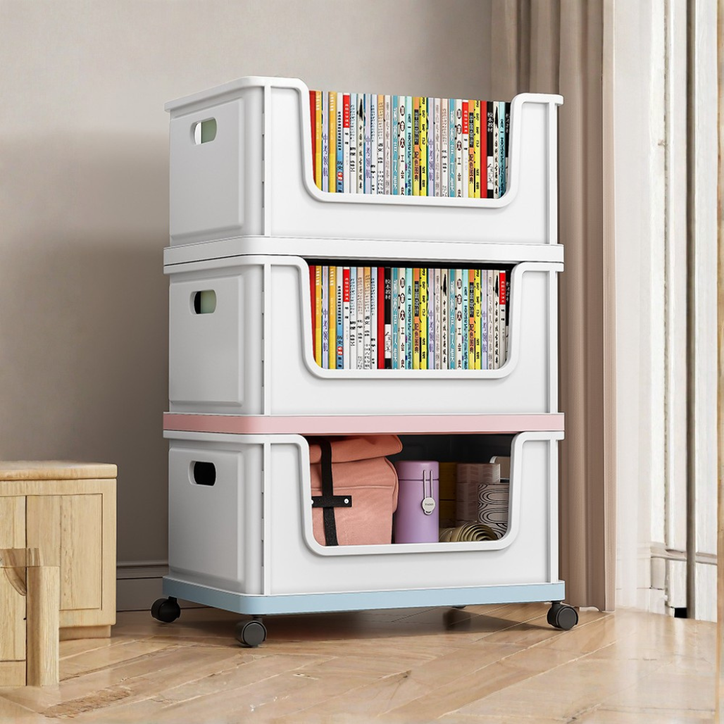 Foldable Movable Storage Organizer Box With Wheels