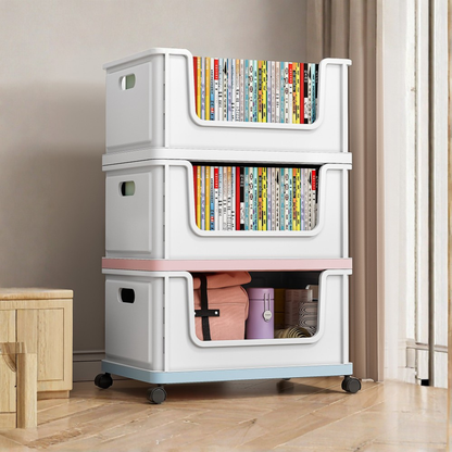 Foldable Movable Storage Organizer Box With Wheels