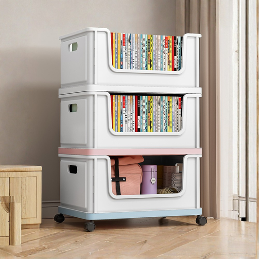 Foldable Movable Storage Organizer Box With Wheels