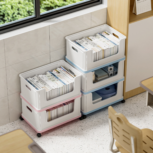 Foldable Movable Storage Organizer Box With Wheels