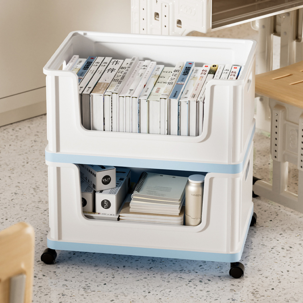 Foldable Movable Storage Organizer Box With Wheels