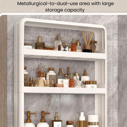 Punch-Free Bathroom Storage Shelf (Cream White)