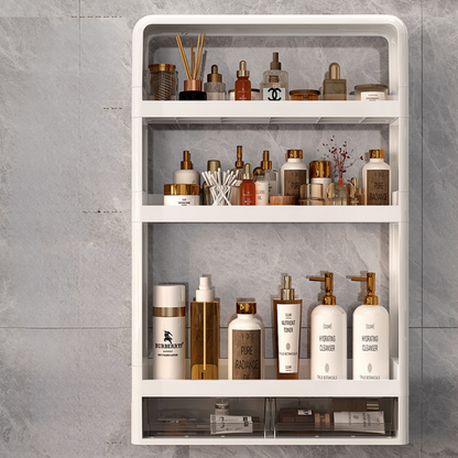 Punch-Free Bathroom Storage Shelf (Cream White)