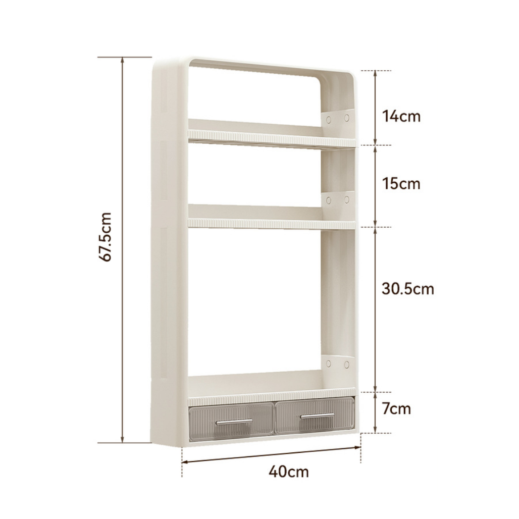 Punch-Free Bathroom Storage Shelf (Cream White)