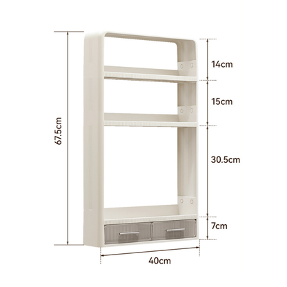 Punch-Free Bathroom Storage Shelf (Cream White)
