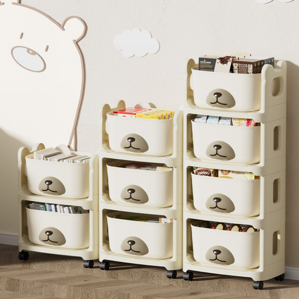 Bear-Shaped Movable Multifunctional Storage Rack Trolley