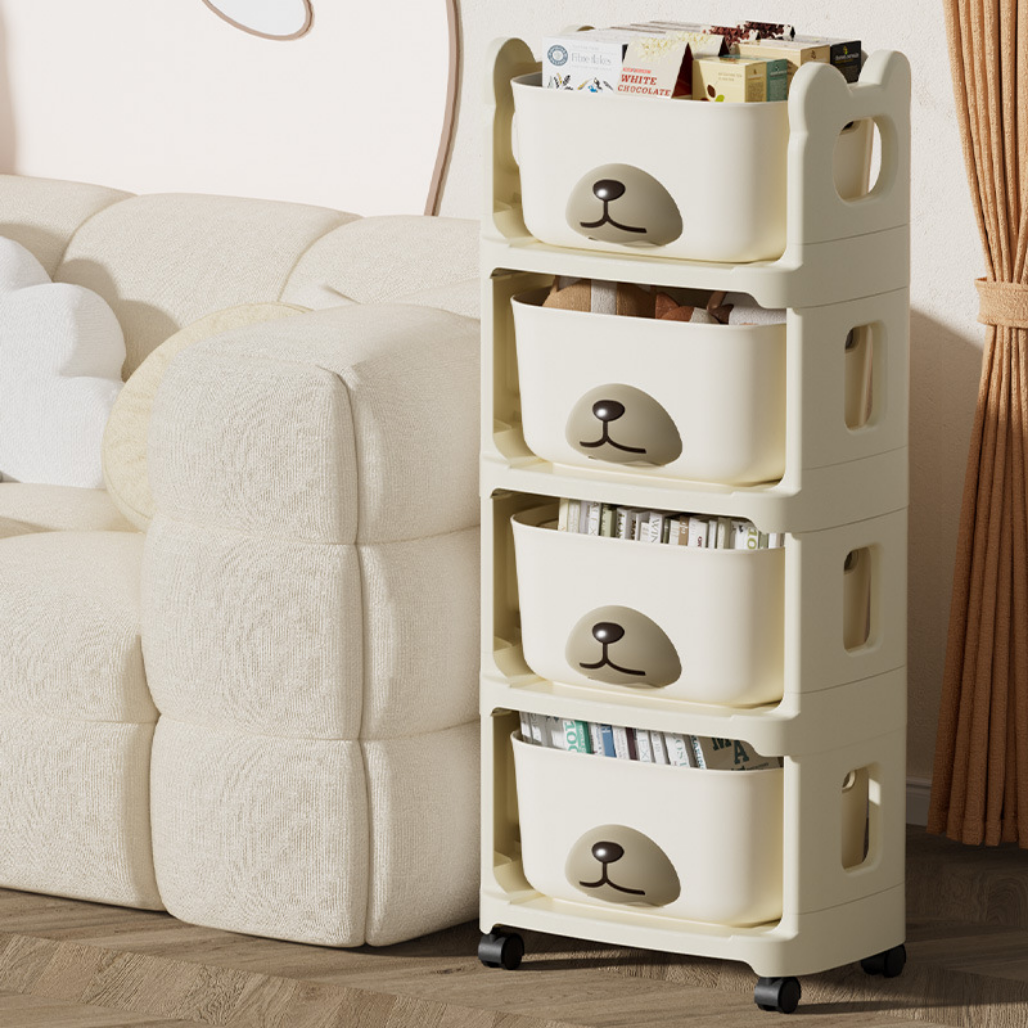 Bear-Shaped Movable Multifunctional Storage Rack Trolley