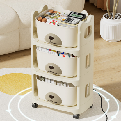 Bear-Shaped Movable Multifunctional Storage Rack Trolley