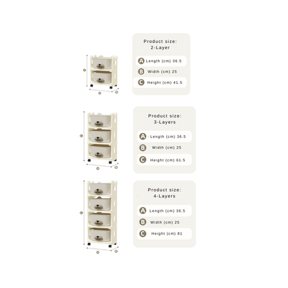 Bear-Shaped Movable Multifunctional Storage Rack Trolley