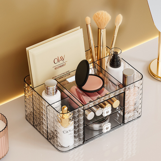 Light Luxury Transparent Desktop Cosmetics Storage Box