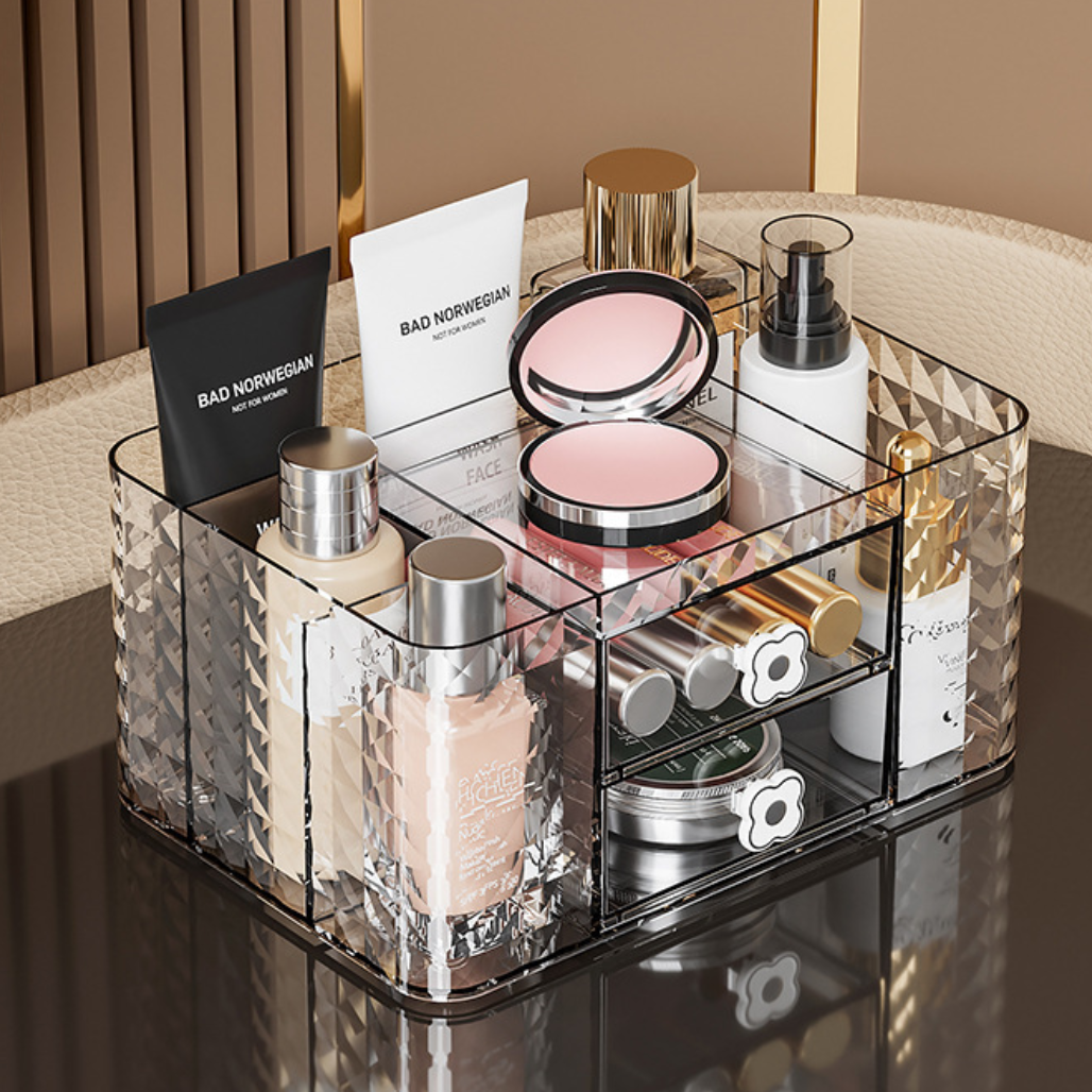 Light Luxury Transparent Desktop Cosmetics Storage Box
