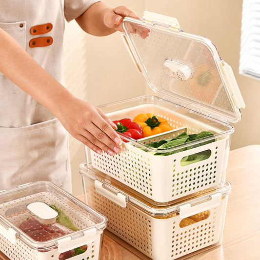 Food-Grade Refrigerator Storage Container with Drainage Basket