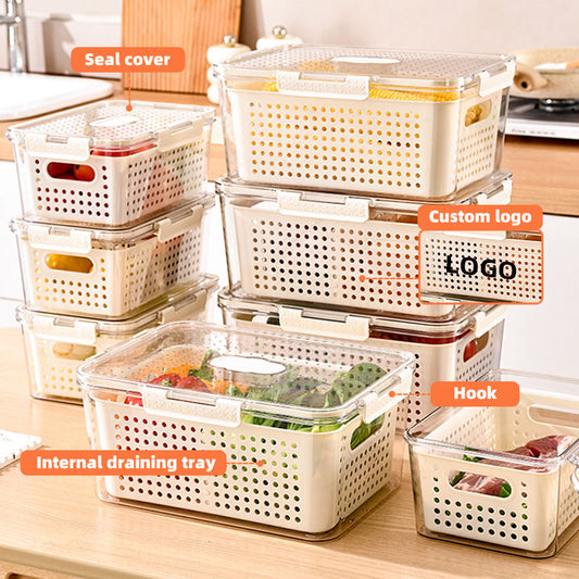 Food-Grade Refrigerator Storage Container with Drainage Basket