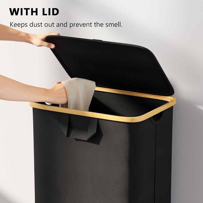 Foldable Laundry Basket with Wheels and Lid 110L Capacity