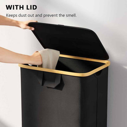 Foldable Laundry Basket with Wheels and Lid 110L Capacity