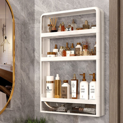 Punch-Free Bathroom Storage Shelf (Cream White)