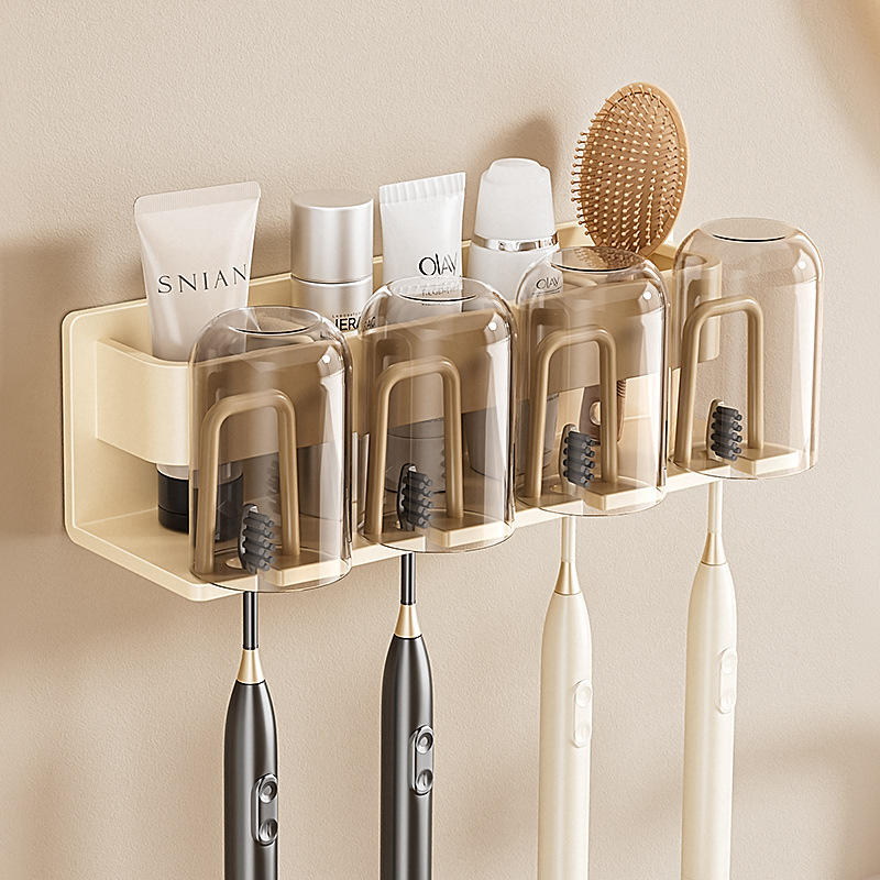 Wall-Mounted Toothbrush  Mouthwash Storage Rack