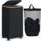 Foldable Laundry Basket with Wheels and Lid 110L Capacity
