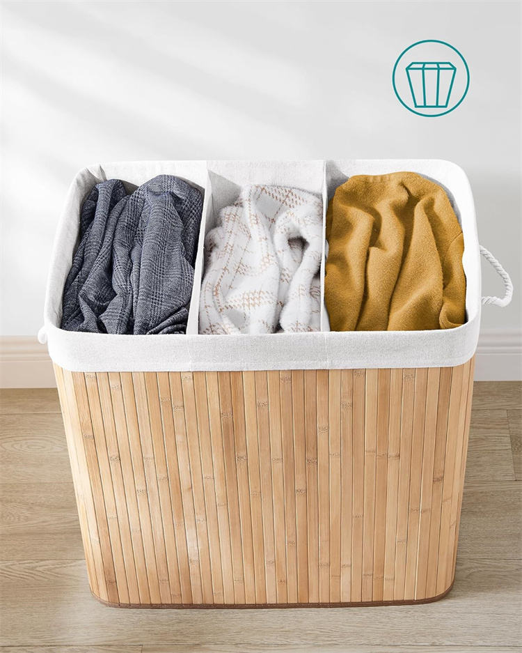 Foldable Bamboo Laundry Basket with Lid