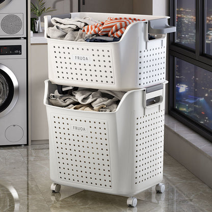 Detachable Plastic Laundry Basket with Wheels