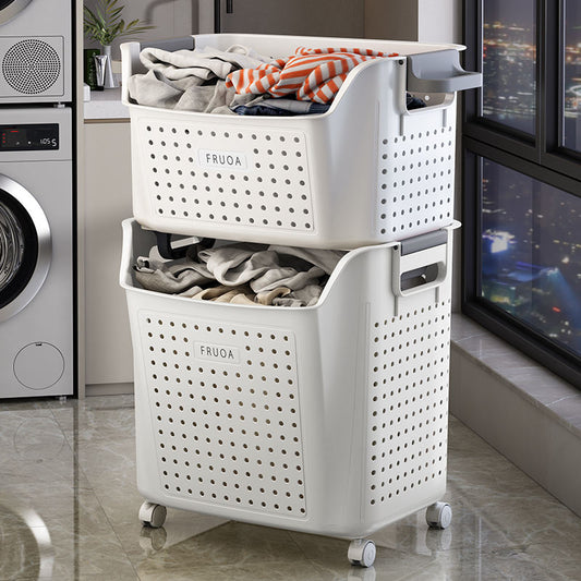 Detachable Plastic Laundry Basket with Wheels