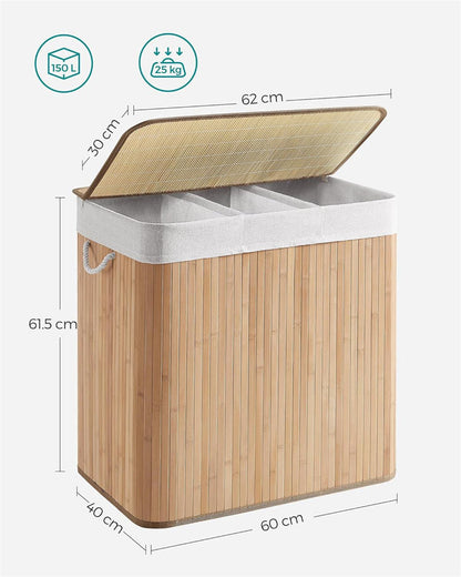 Foldable Bamboo Laundry Basket with Lid