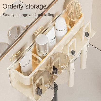 Wall-Mounted Toothbrush  Mouthwash Storage Rack