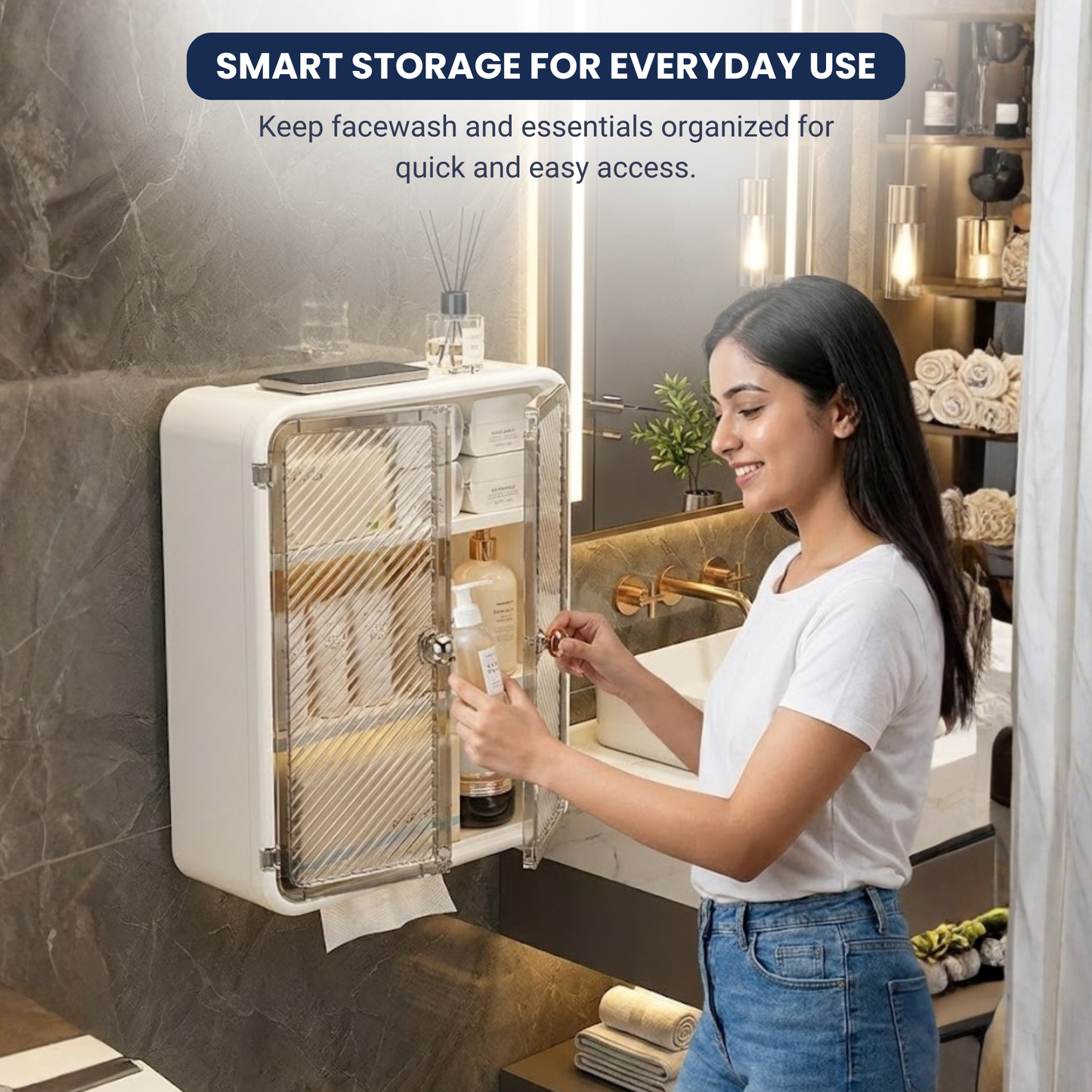 Bathroom Storage Cabinet – Wall Mount Organizer Without Drill