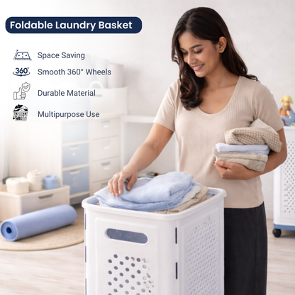 Foldable Large Laundry Basket with Wheels